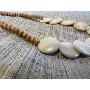 Mother Of Pearl And Wooden Bead Necklace